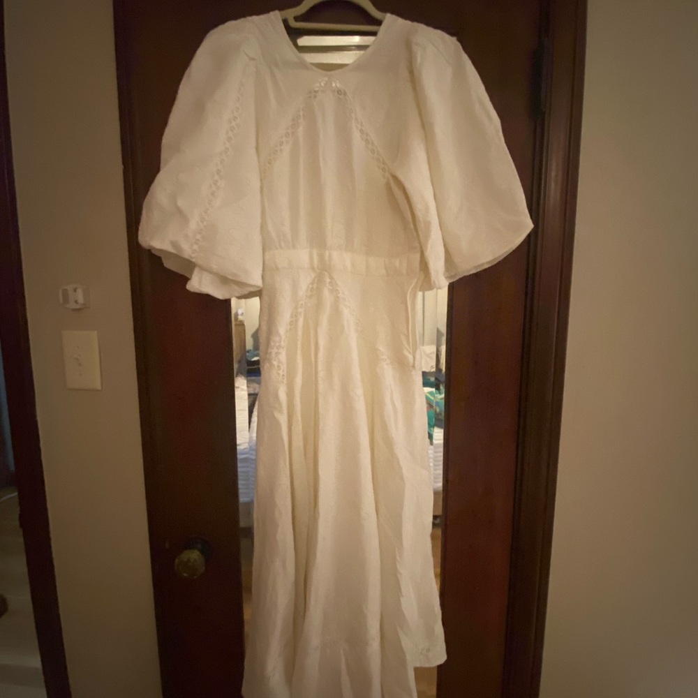 Sezane Cream Long Sleeve Dress
